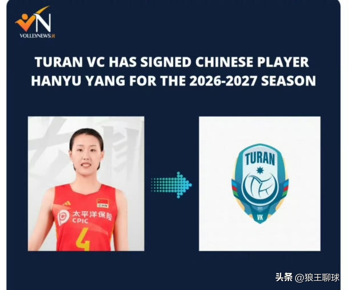 据传:阿塞拜疆图兰VC俱乐部签约杨涵玉，等待官宣。

杨涵玉身高1.98米，出生