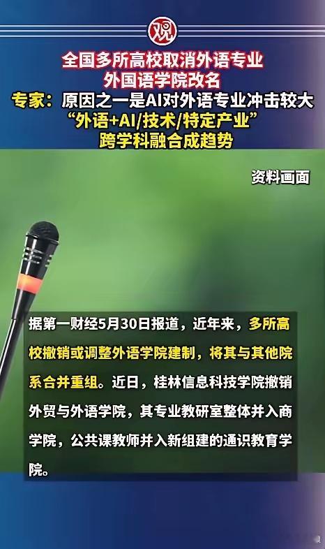 全国多所院校取消外语专业。本狼不由得想，我们中传附近有一所二外…… 