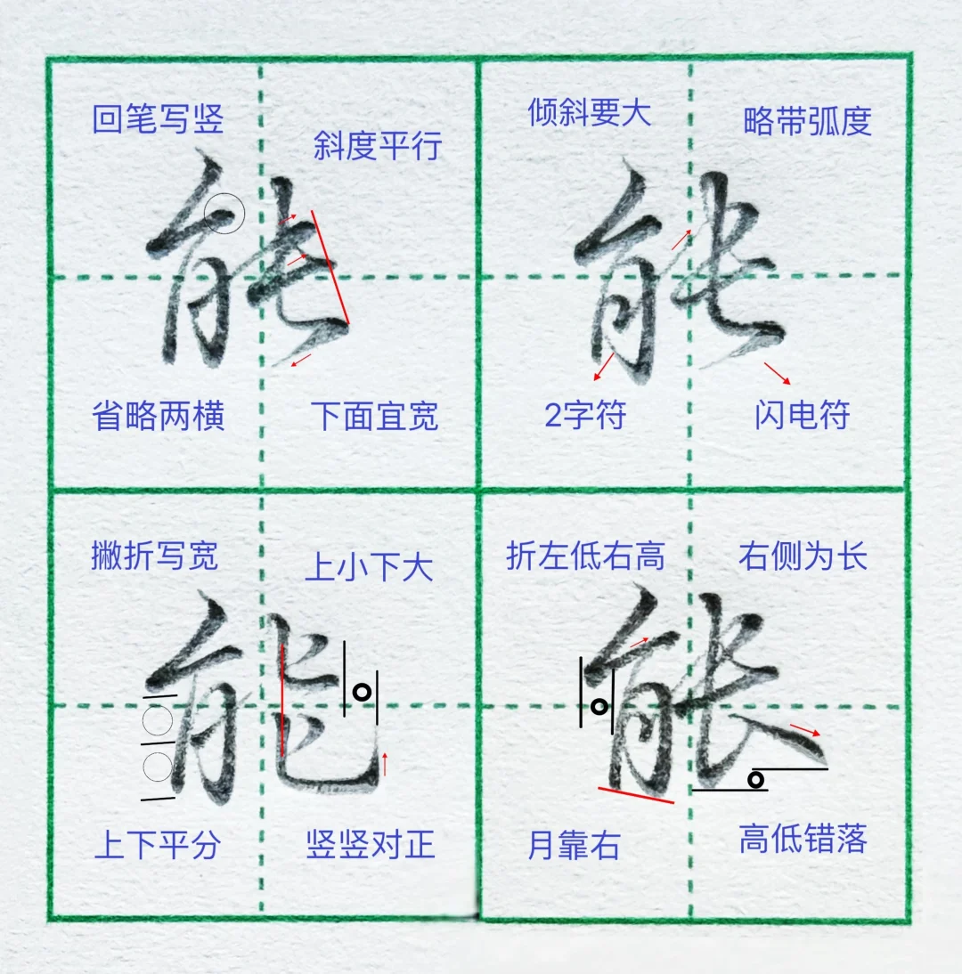 硬笔行楷|“能”字的多种写法‼️‼️