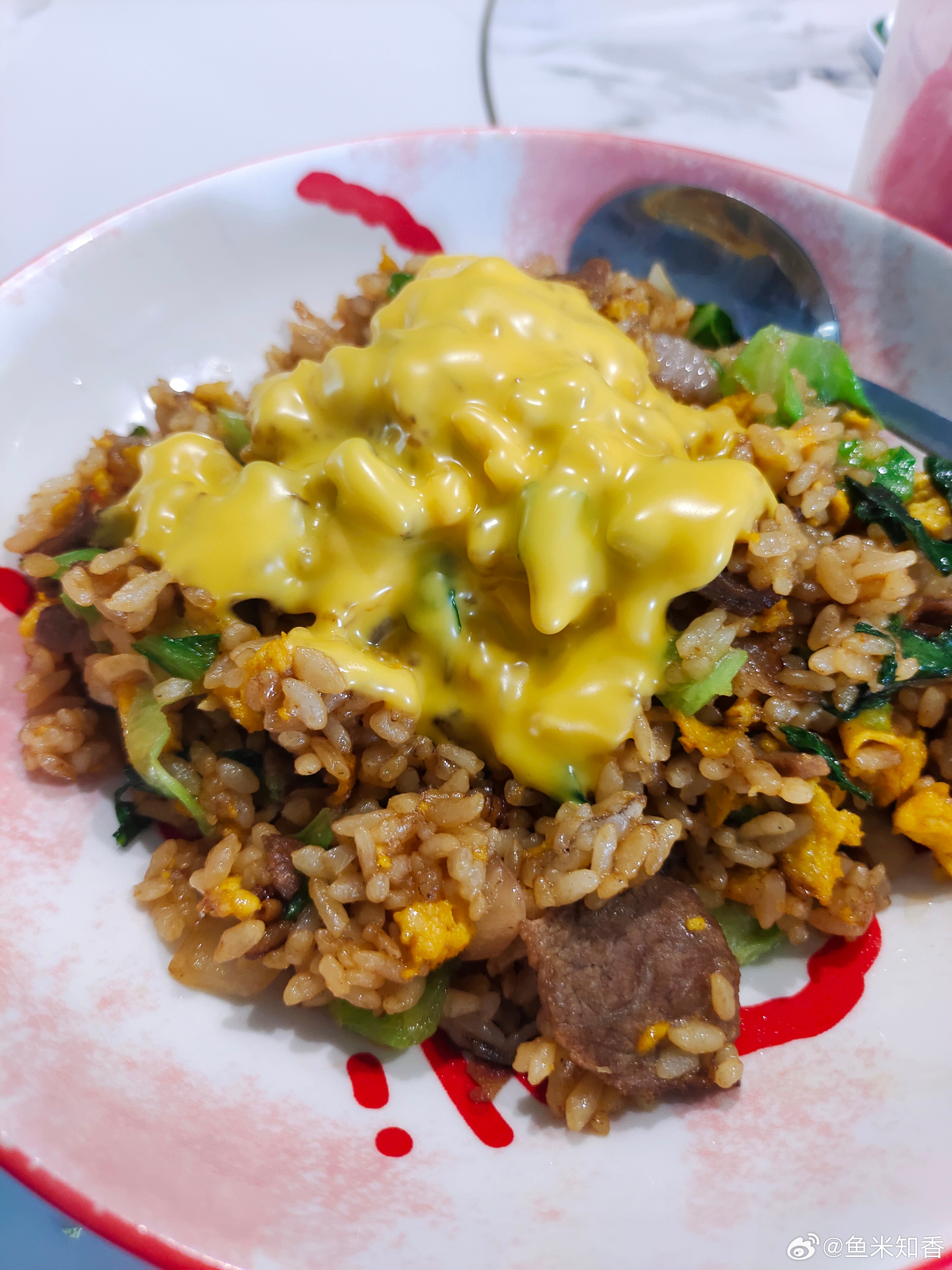 吊龙芝士蛋炒饭。自制的超级香 