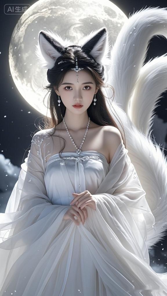 月光下的神秘狐女，仙气飘飘！