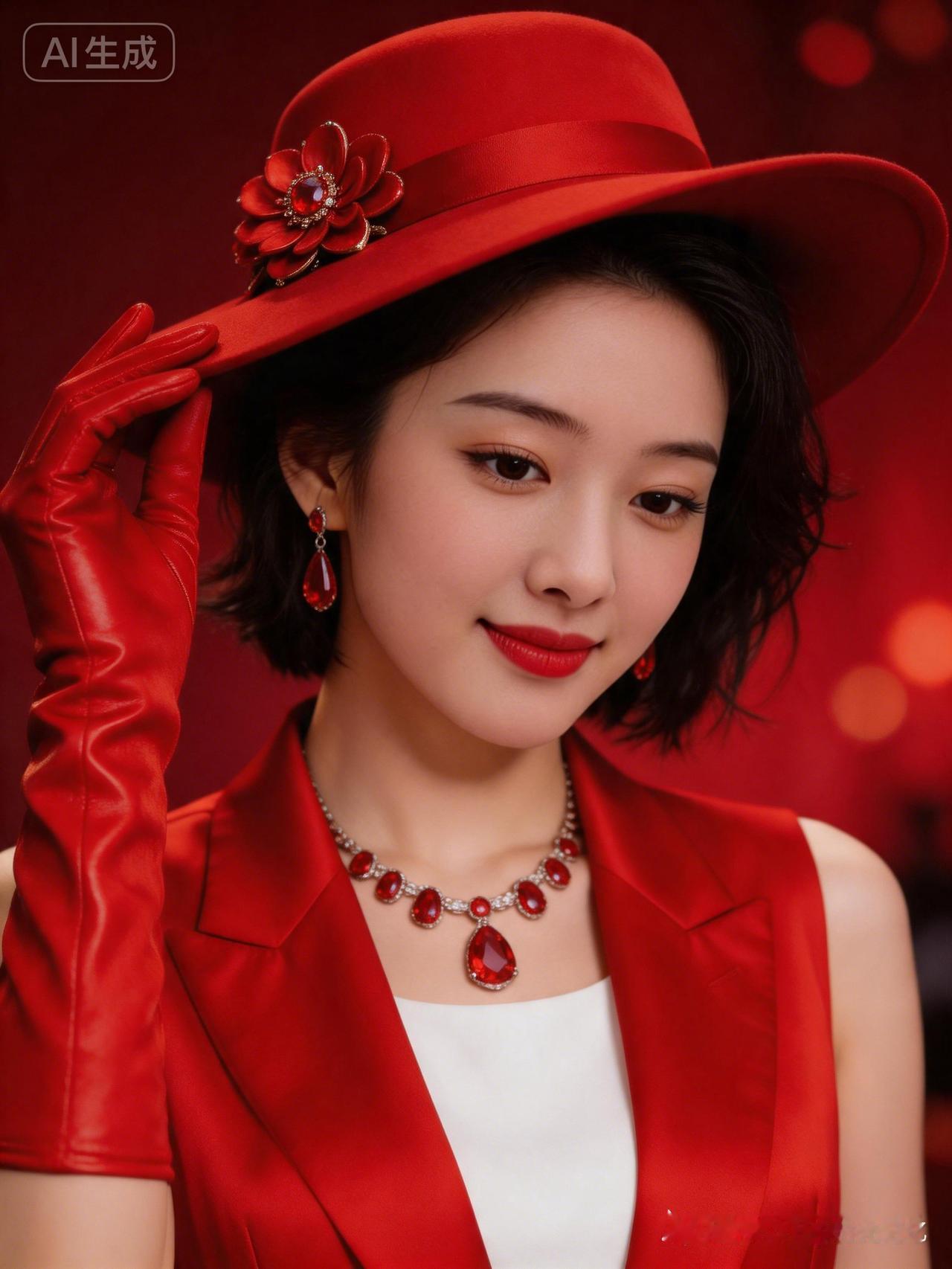 复古红唇与优雅帽饰，尽显摩登时尚魅力！💄👑