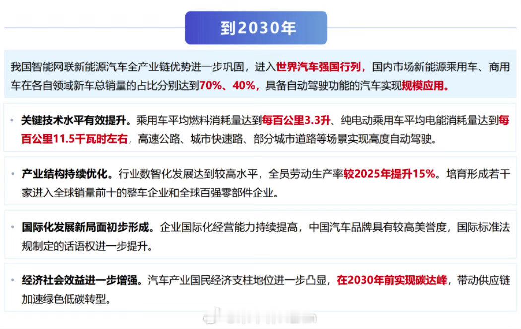 2030年自动驾驶汽车将规模应用9月11日消息，工信部等九部门正式出台《智能网联