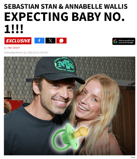 冬兵当爸安娜贝拉沃丽丝当妈 据外媒，“冬兵”塞巴斯蒂安·斯坦和女友安娜贝拉·沃丽