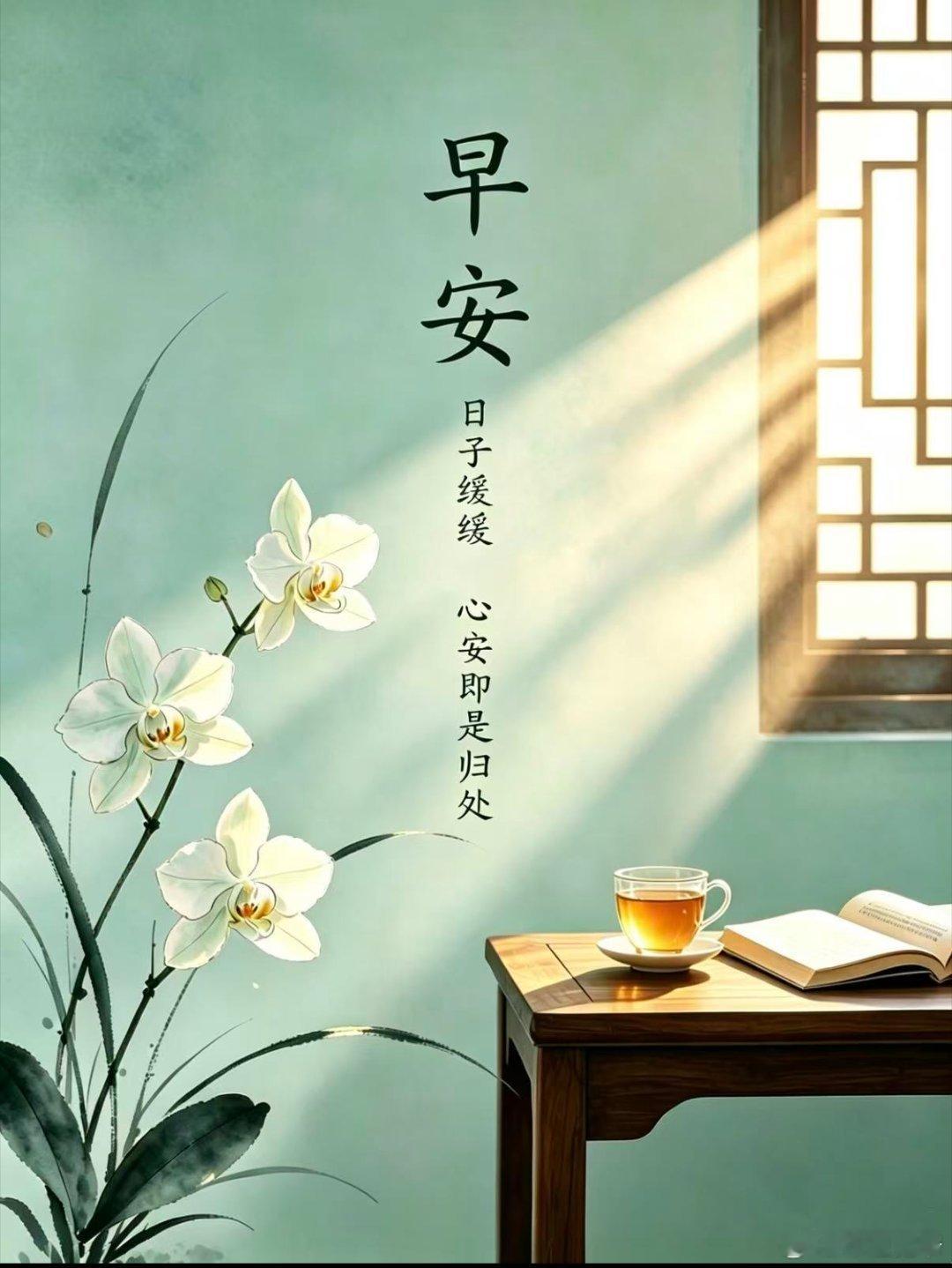 宽窄思语 晨光穿过窗棂，落在书页与茶盏间。白兰静放，不争不喧，却以素雅之姿，映照
