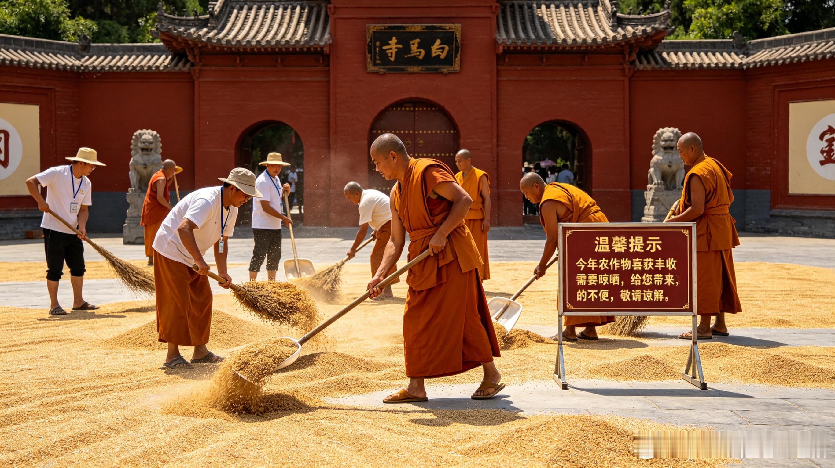 白马寺回应僧人顶着33度气温收麦子去年去白马寺，人挤人挤到人懵。乌泱泱的游客，香