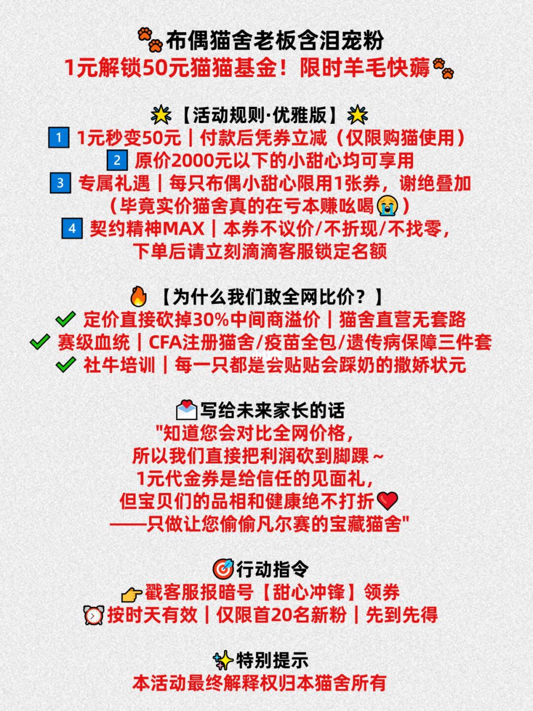 1元=50元！九年布偶猫舍老板含泪放送中！