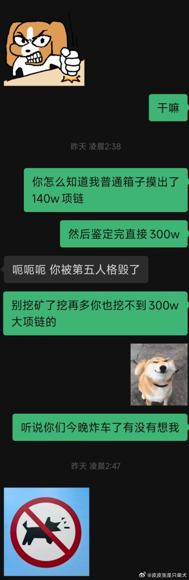 你怎么知道我普通箱子摸出了300w大项链柴犬是只皮皮张[超话] ​​​