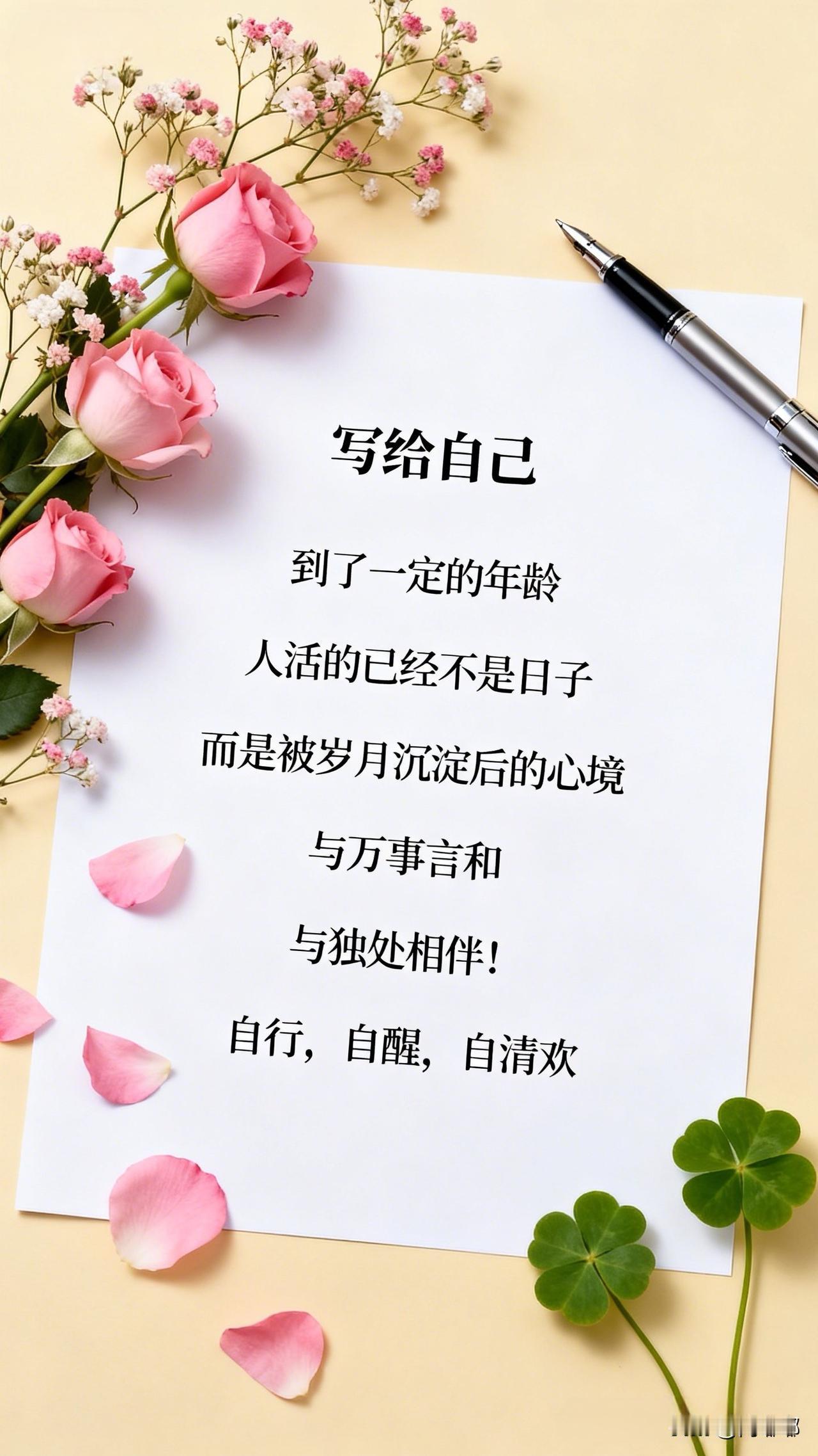 写给自己：到了一定的年纪，人活的已经不是日子，而是被岁月沉淀后的心境。与万事言和