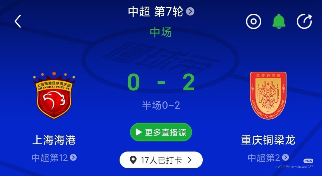 上海海港vs重庆铜梁龙重庆铜梁龙vs上海海港谁曾想上半场2比0领先海港，陈纯新真
