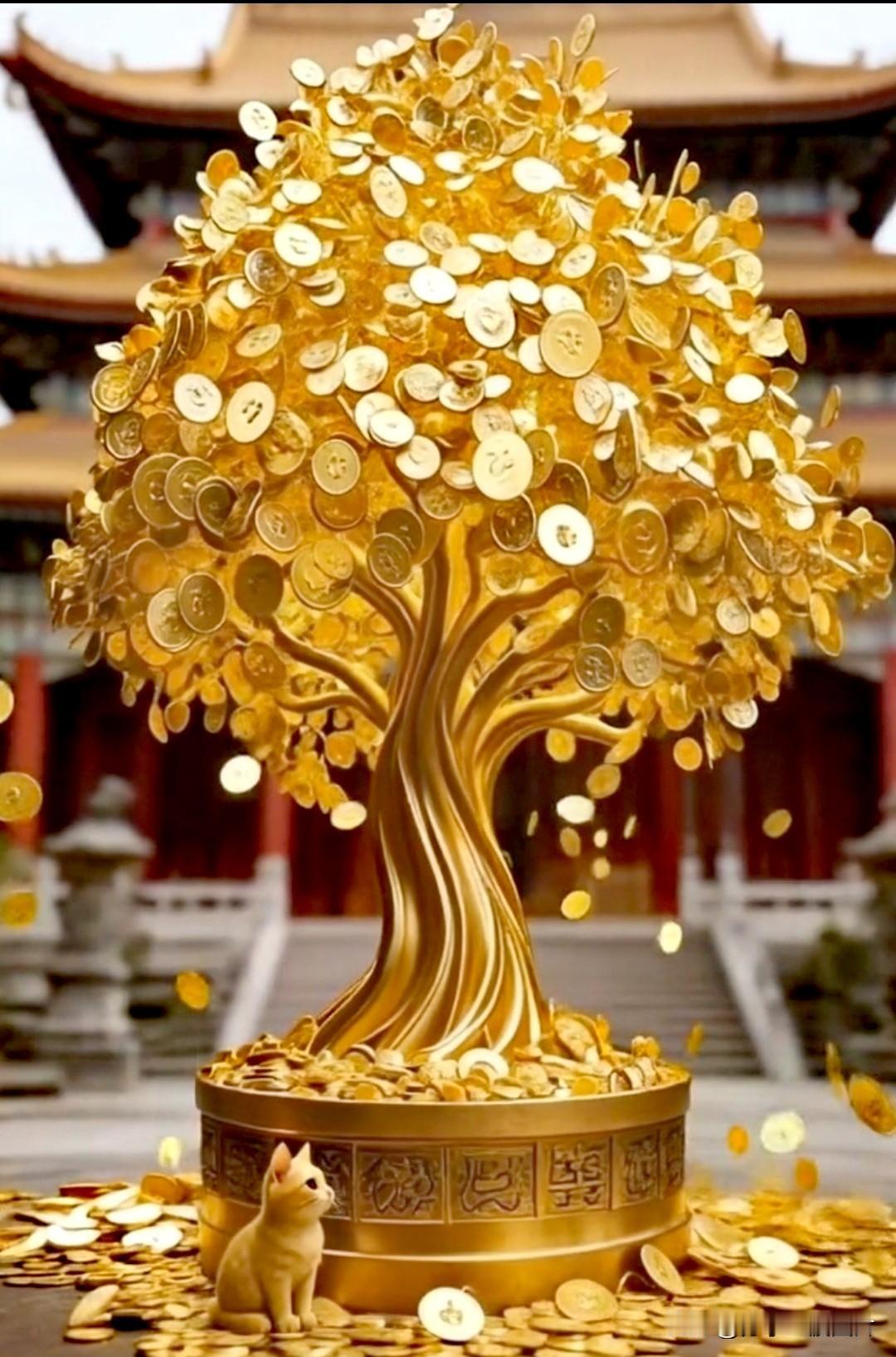 堂前摇钱树，宅内聚宝盆。
