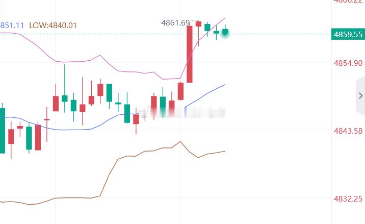 黄金4860位置进空，止盈4850，止损4866 