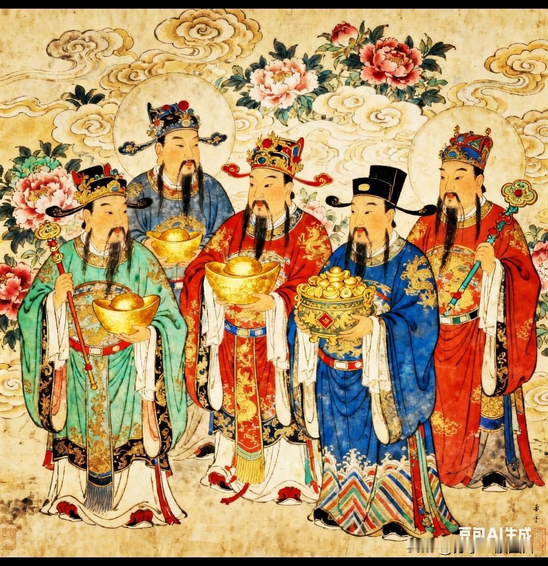 五路财神降吉祥，东送财源西送旺，南添喜气北添福，中守安康聚万两，生意红火财源广！