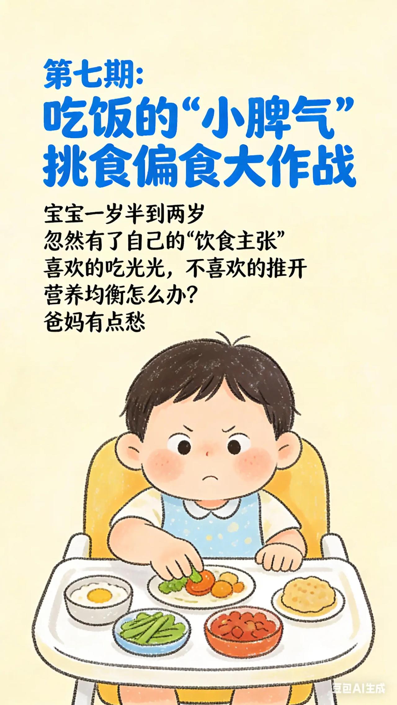 0-3岁喂养与饮食：7.宝宝偏食大作战。宝宝 1.5 - 2 岁，开始出现挑食、