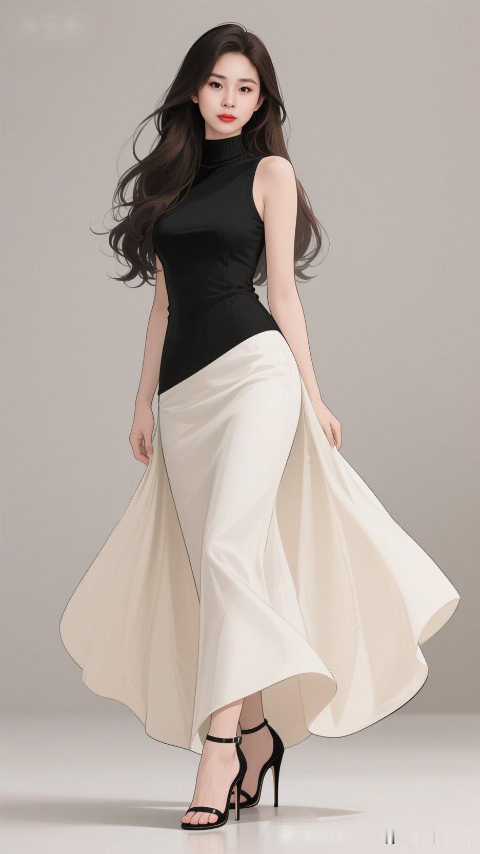 黑衣美人步履轻盈，似风中仙子。如何利用飘逸的连衣裙拍出唯美人像 优雅黑裙+飘逸白