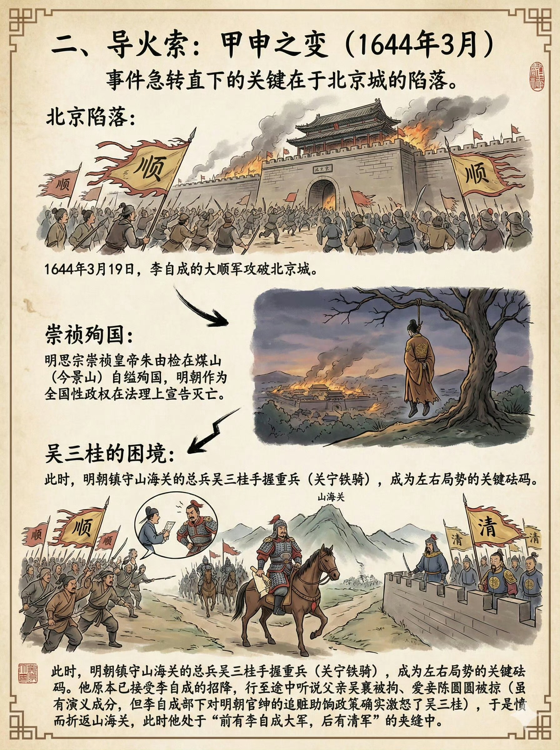 清军入关。 
