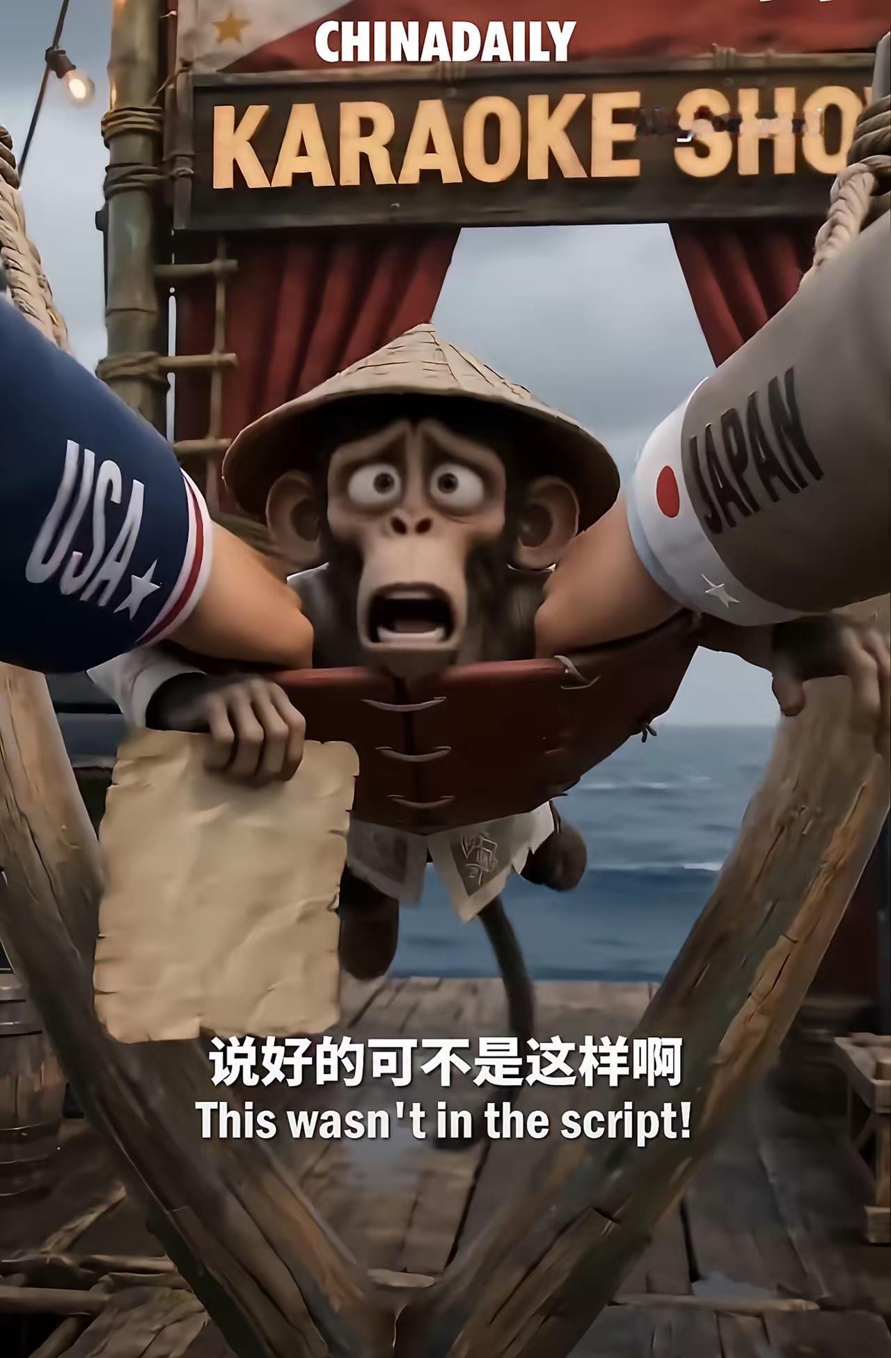 7月10日，中国日报发布了一条58秒AI动画短片，隐喻当下的南海现状。短片一开始