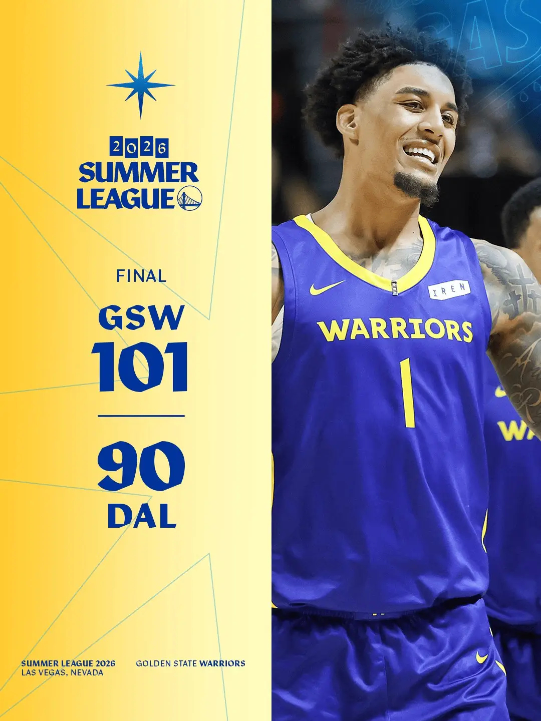 高级货！今日NBA夏季联赛勇士101-90战胜独行侠。本场比赛，勇士11号秀亚克