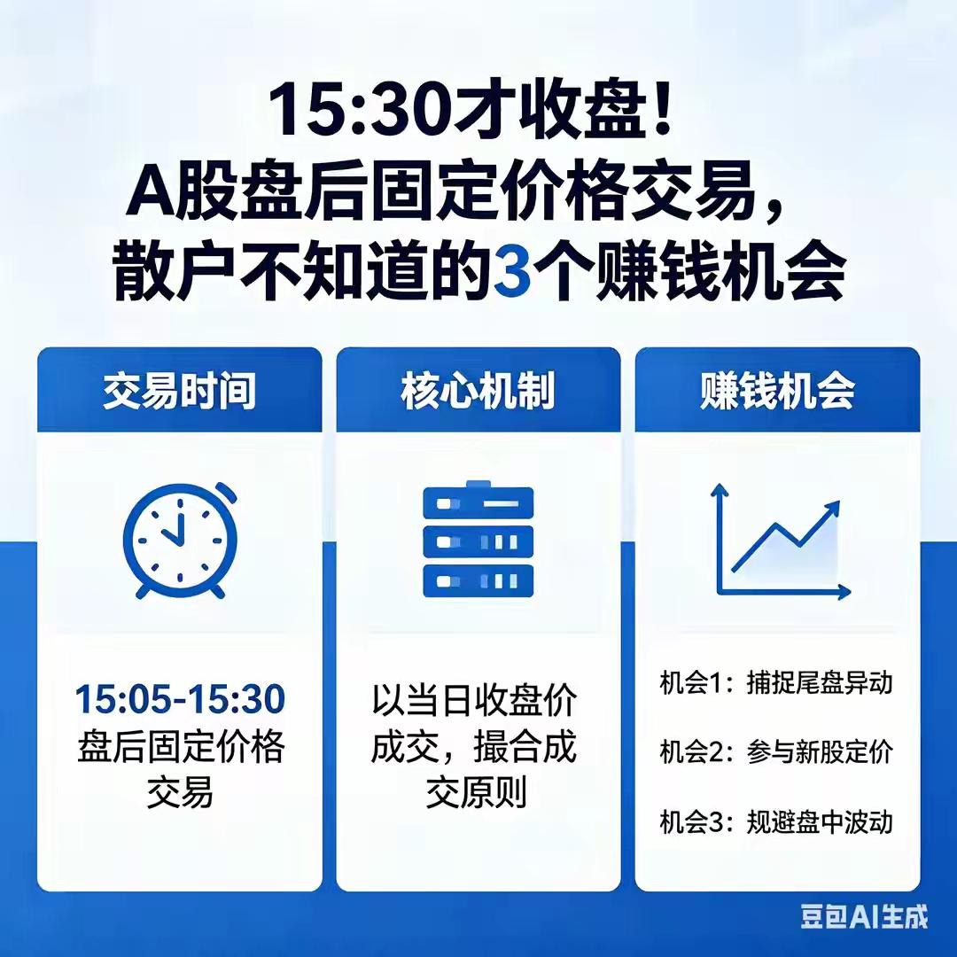 最新消息，下周开始大a可以盘后固定价格交易，时间有半小时，也就是15点至15：3