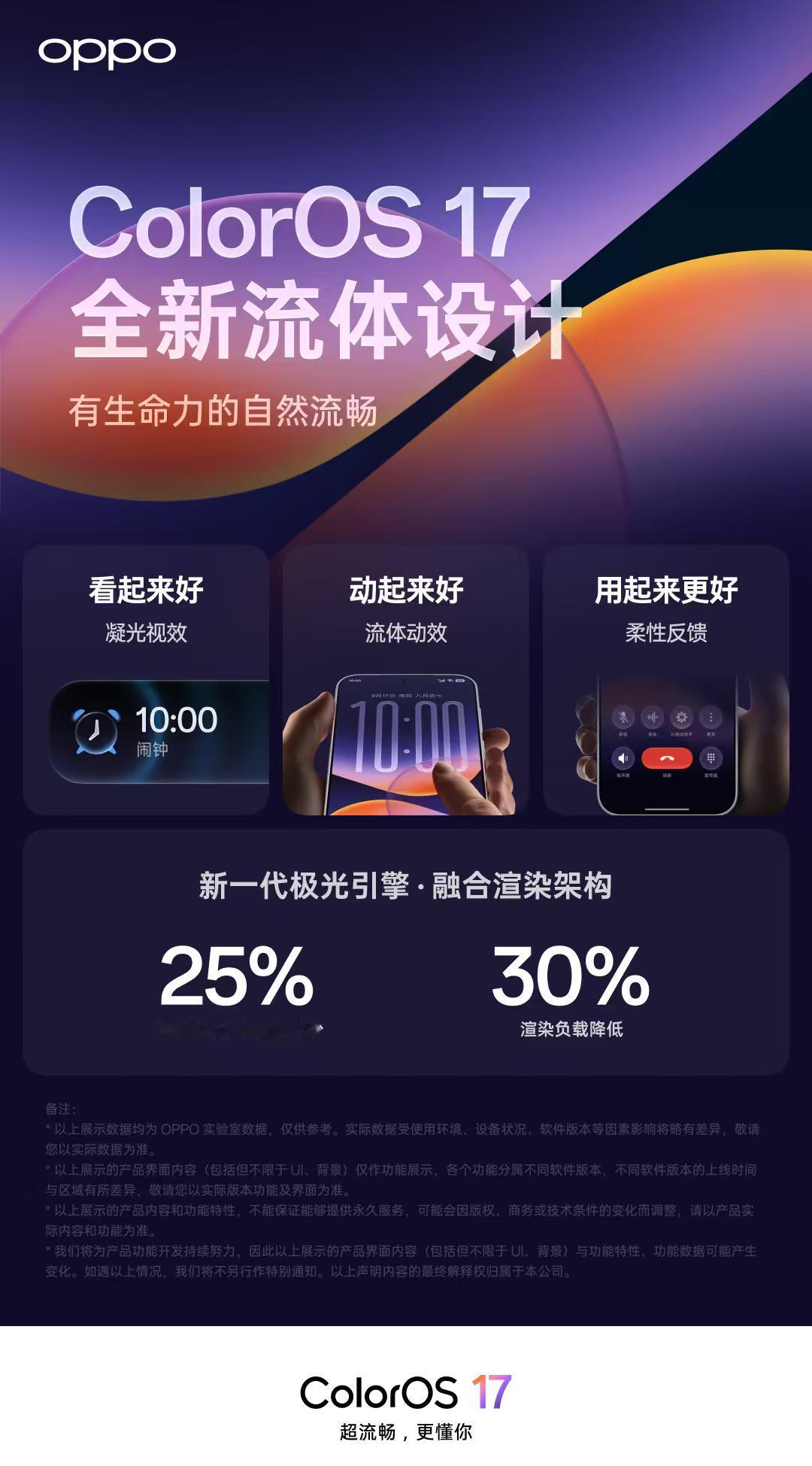 ColorOS 17 将流畅与设计有机融合，带来全新的设计理念——为流畅而生的全