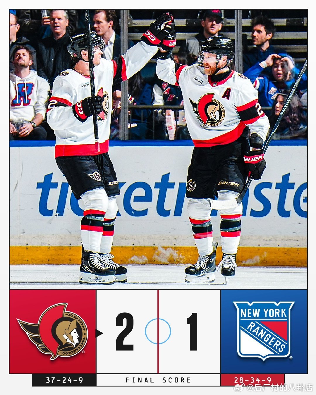 【今日比赛结果 🔔】NHL零距离  cr：NHL冰球联盟 