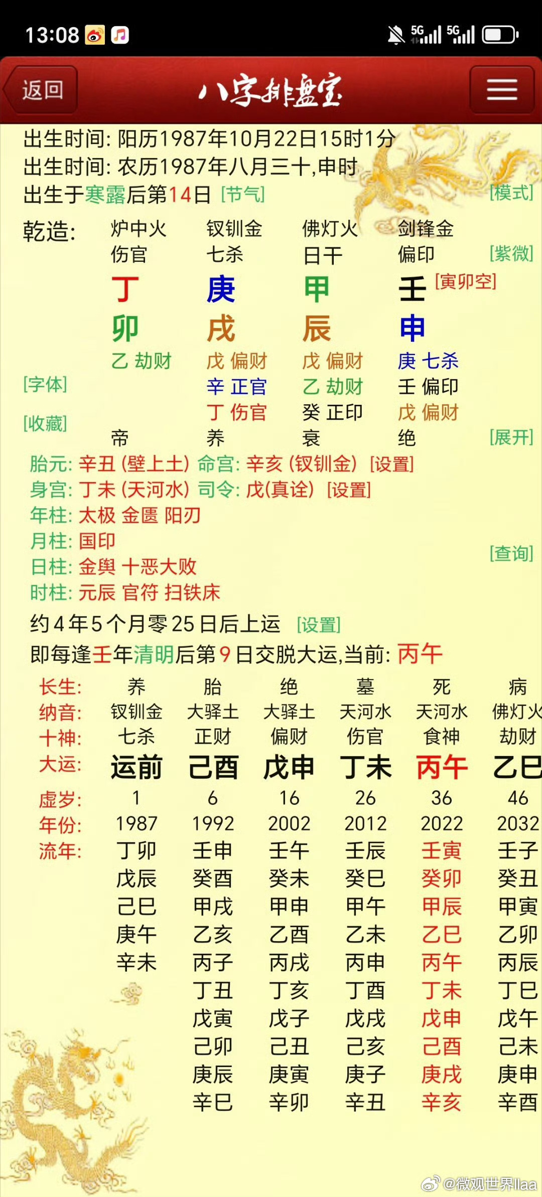 不是说岁运并临不死自己死他人吗？看看人家张雪，丙午大运丙午流年典型的岁运并临，今
