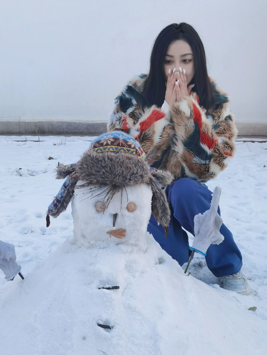 圣诞节堆一个迟到的初雪雪人⛄