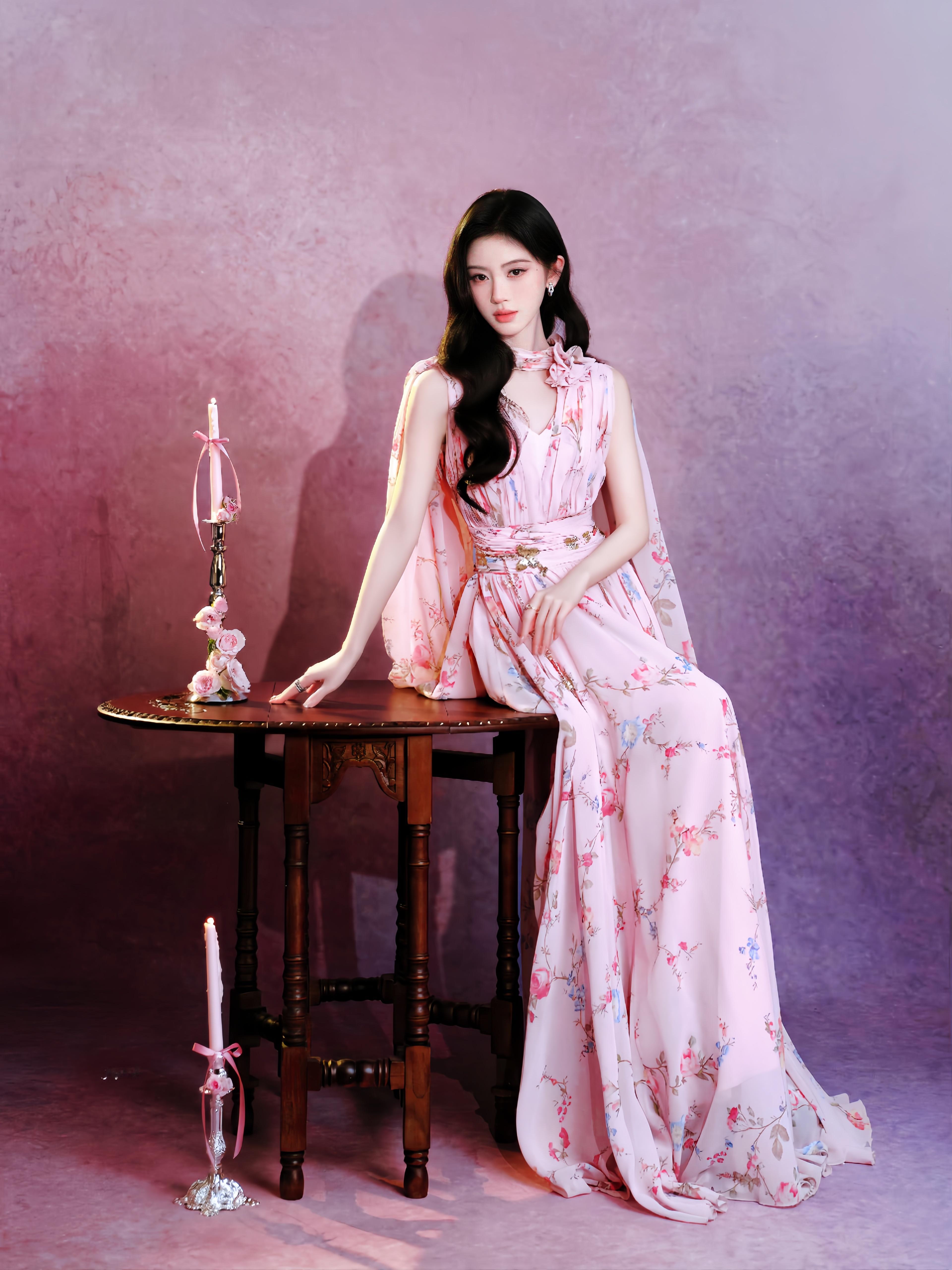 蔷薇不语 满世皆香🌸⸝⸝꙳鞠婧祎粉色雏菊长裙 ​​​