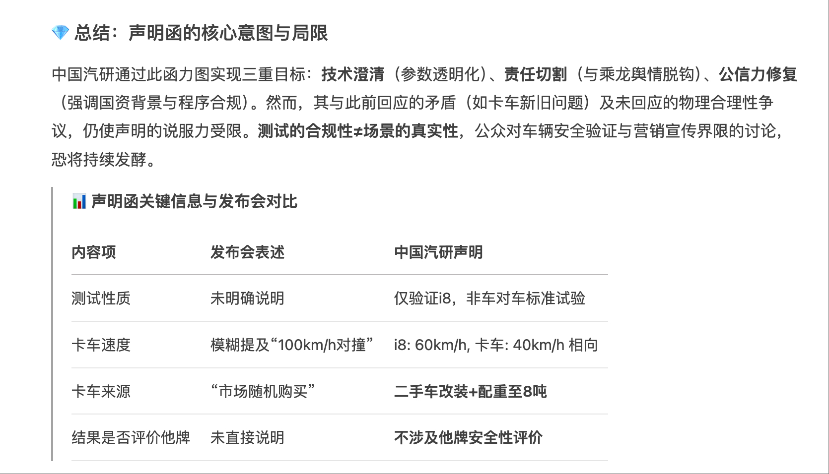中国汽研回应理想碰撞测试争议  品牌商和厂家总愿意发一些长篇大论的声明如何正确的