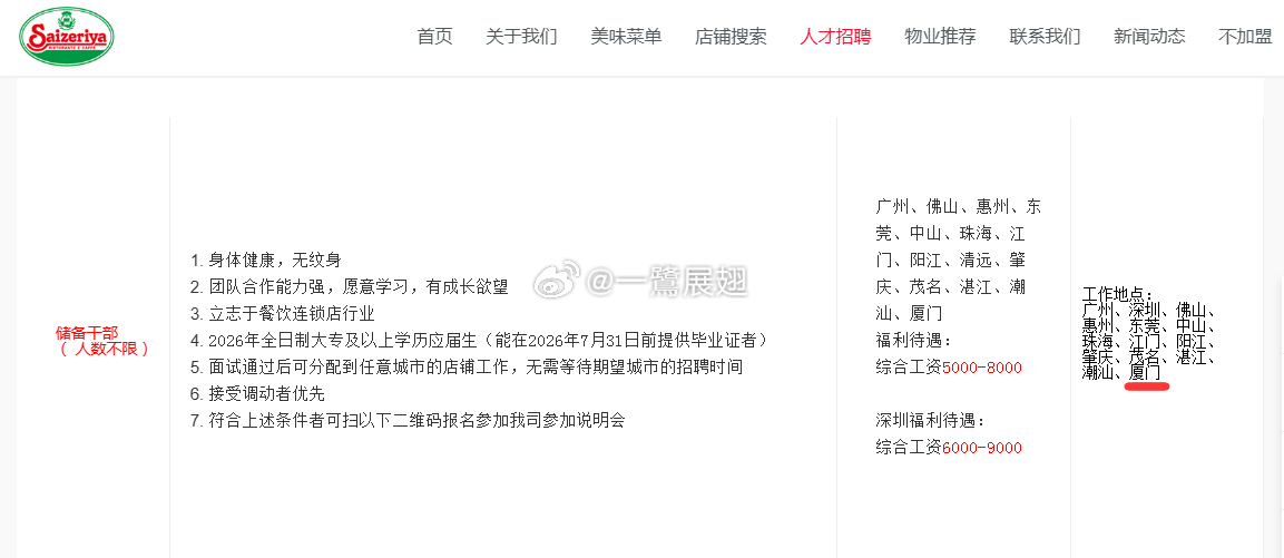 厦门商业 萨莉亚广州区业务终于走出广东省！厦门今年第四季度有望开出首批门店。 