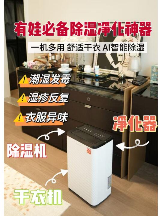 梅雨季呼吸自由！1台抽湿+净化，霉味连夜跑