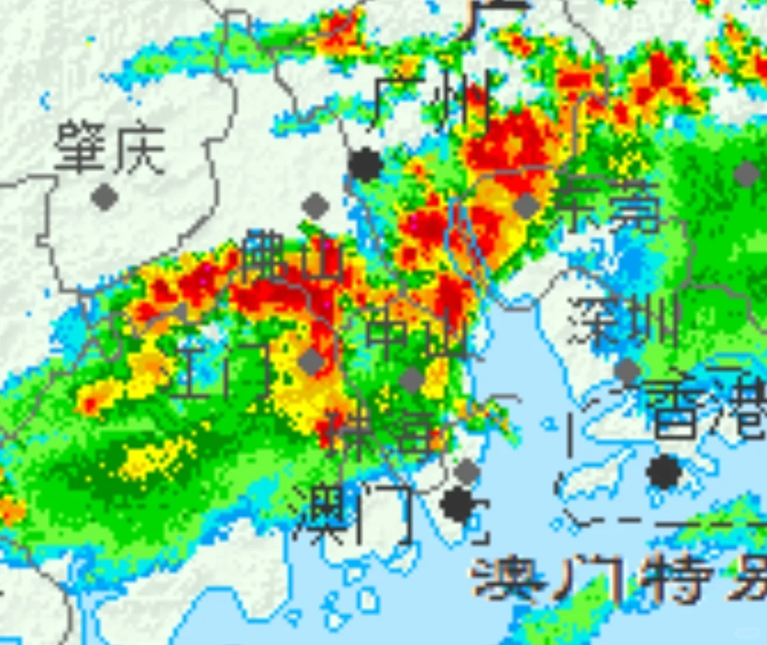 今天下午珠三角再次出现暴雨