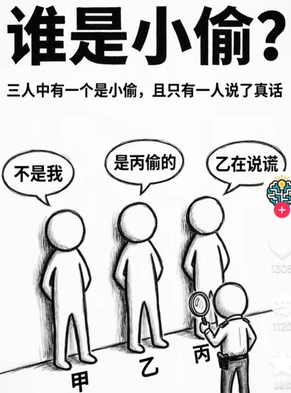 谁是小偷？

三人之中仅有一名小偷，并且只有一个人说真话。
甲说：不是我。
乙说