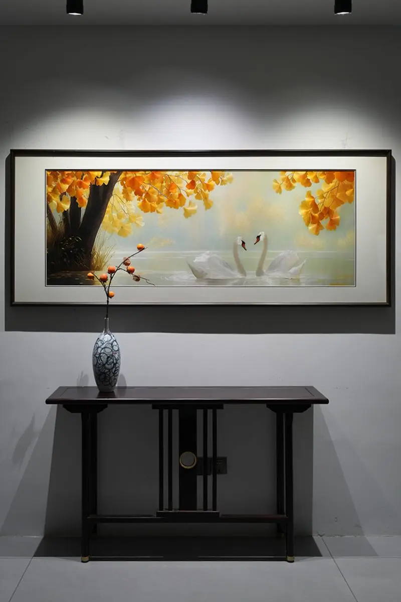 氛围感家居好物，一幅画点亮整个家 桑蚕丝绣线手工绣制，自带高级光泽感...
