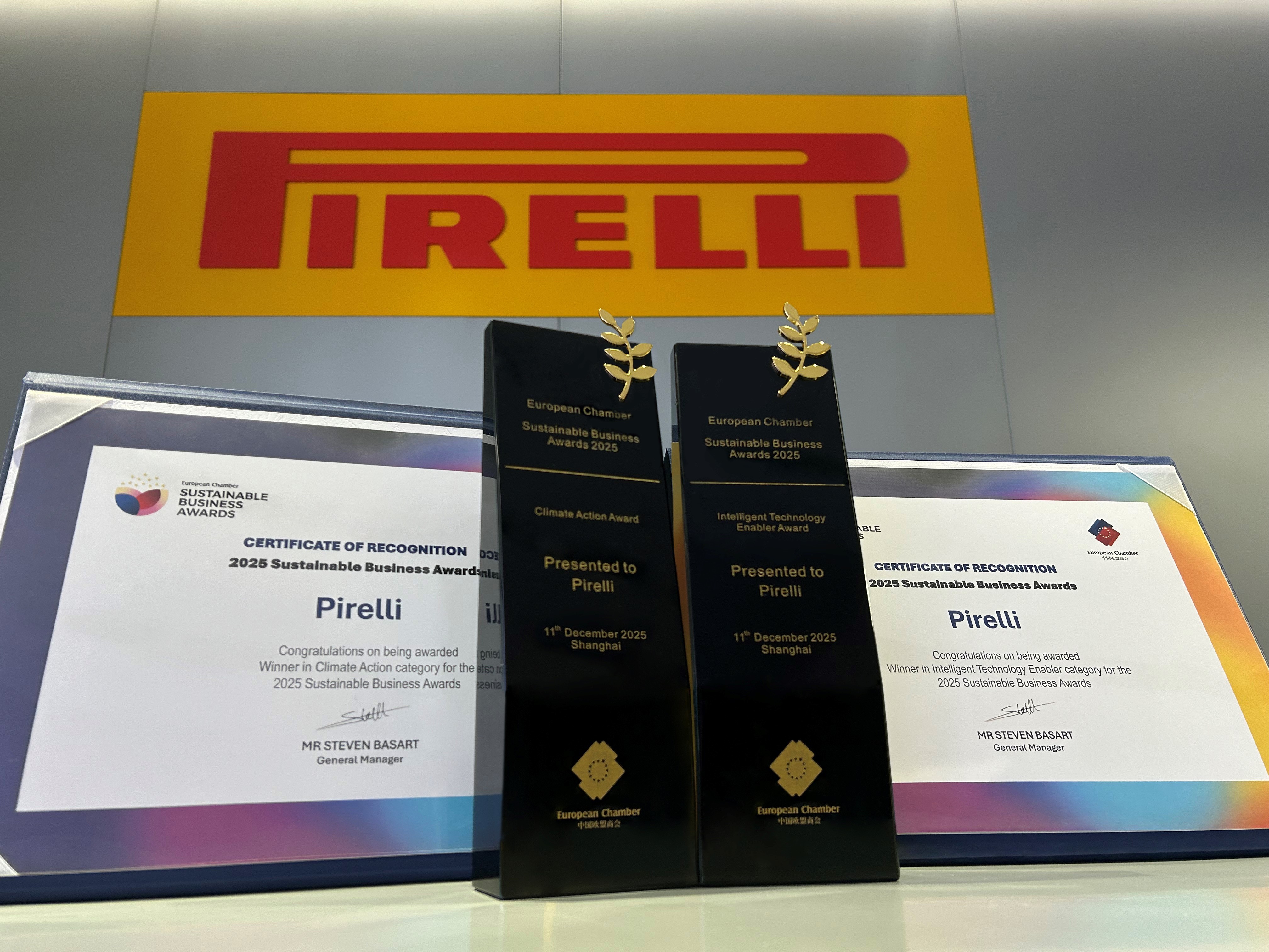 中国欧盟商会举办的第九届可持续商业大奖（SBA）评选中，倍耐力荣获气候行动奖与智