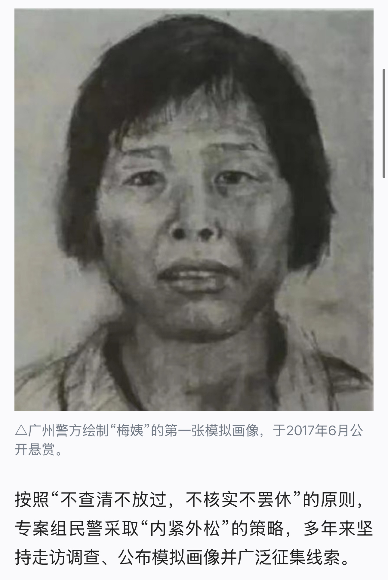 全国公安机关都没有放弃，终于迎来梅姨被逮捕的好消息一位名叫谢某某的女子，其特征与