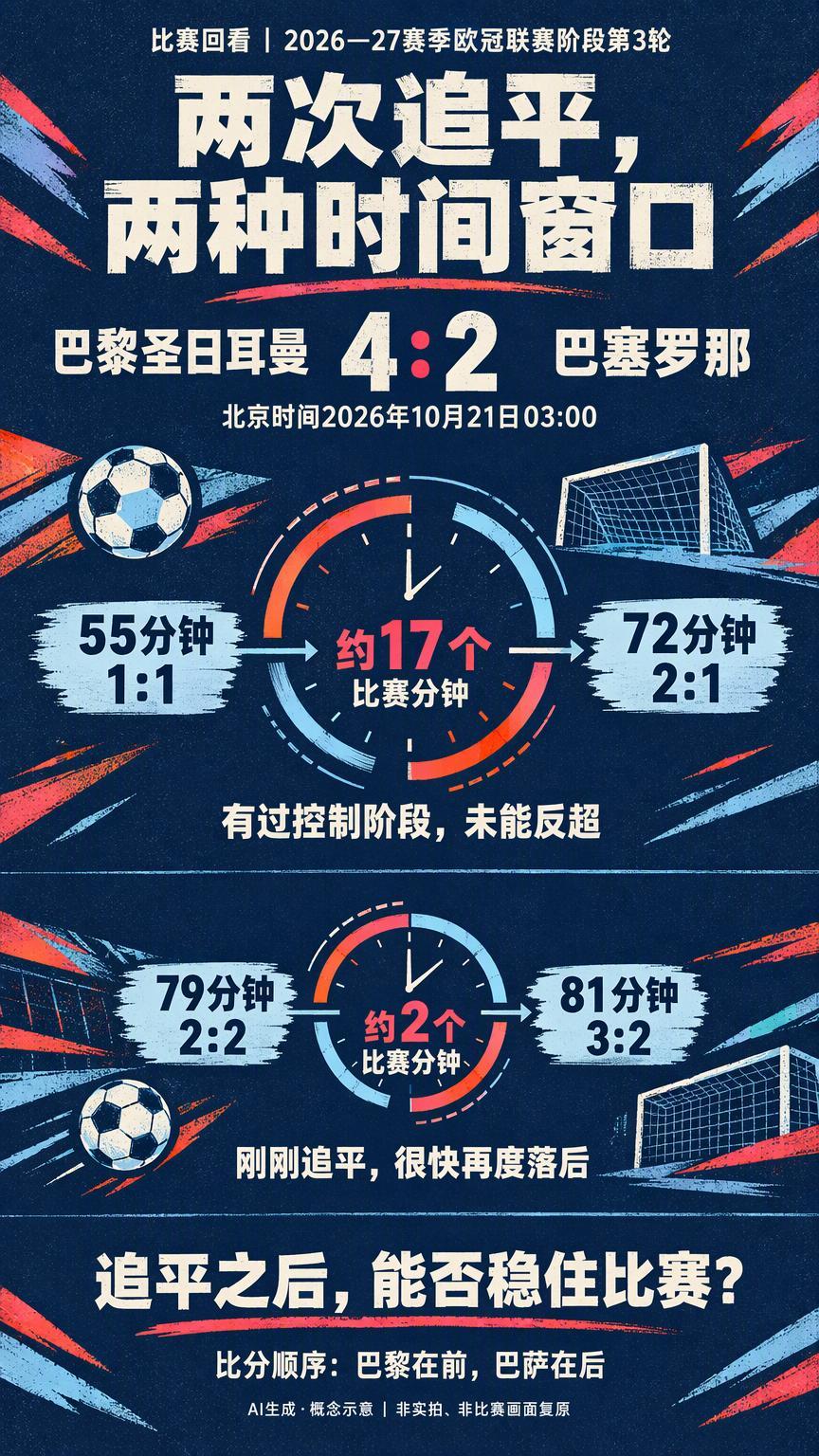巴萨两次追平巴黎，比赛却用了两种方式再次倾斜【比赛回看｜2026—27赛季欧冠联