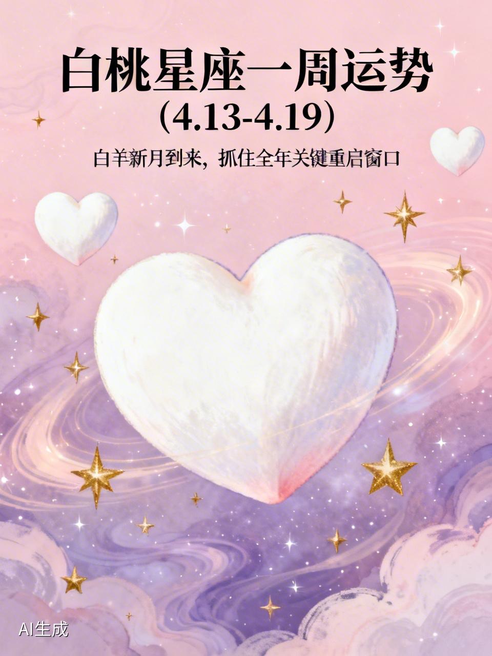 白桃星座一周运势（4.13-4.19）：白羊新月到来，抓住全年关键重启窗口
 
