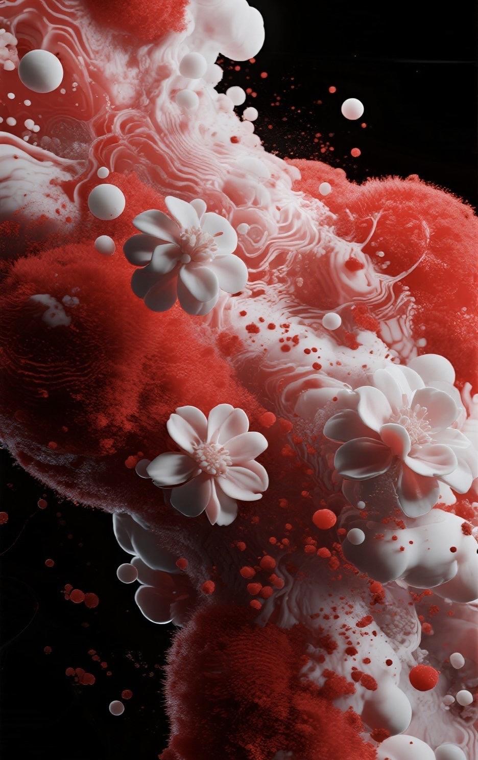 精美壁纸（685）🌈
📝这幅数字画以红、白、黑为主色，黑底上用刮刀厚涂的质感