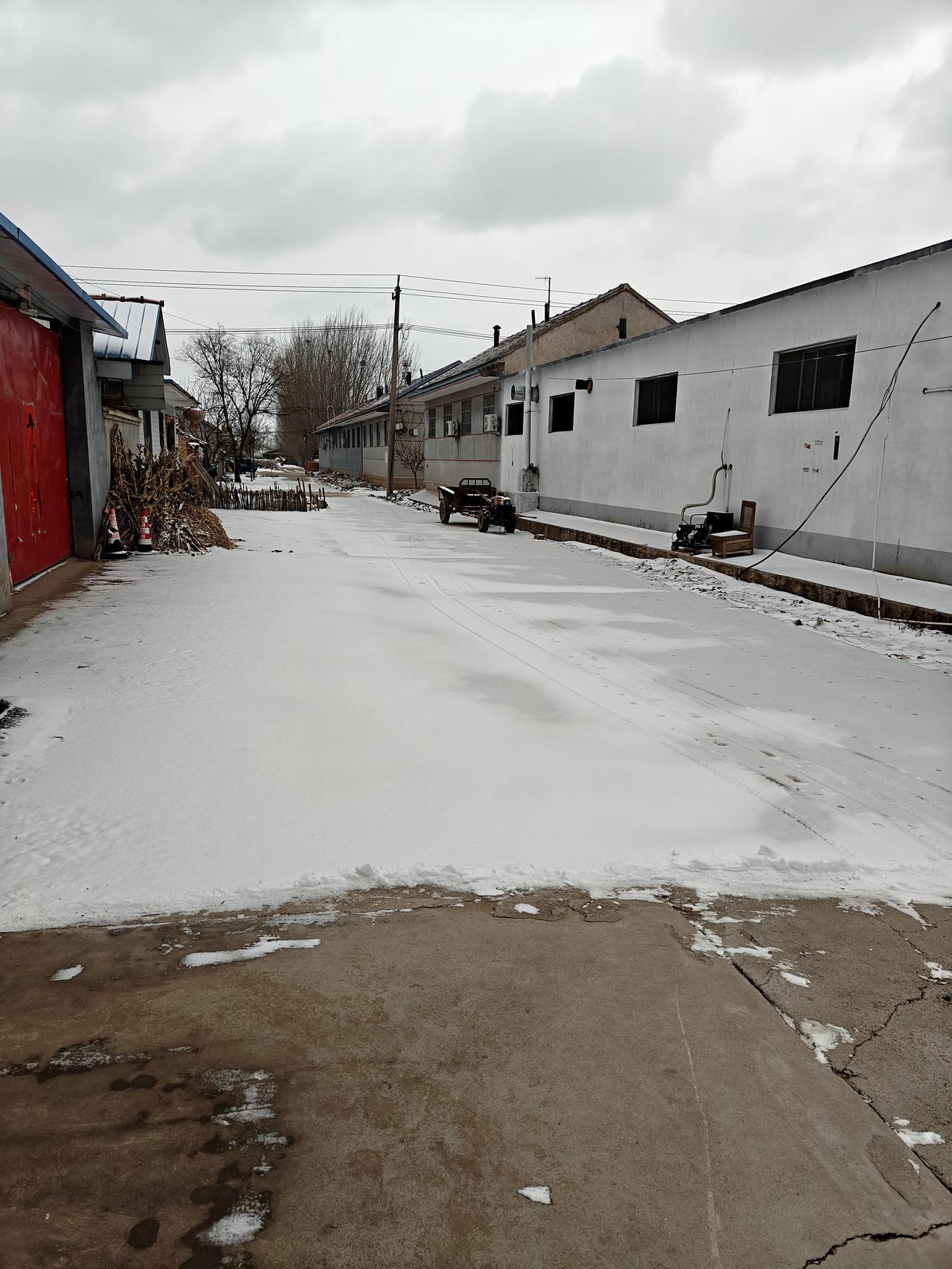 打十来天前就说这两天有雪，这盼星星盼月亮的总算是把雪给盼来了。但就下了这么点儿（