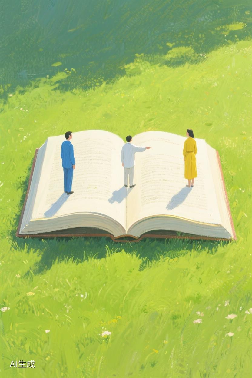 AI随心绘在绿原之上，一本大书摊开，似人生之扉，指引我们探寻未知与智慧🌿