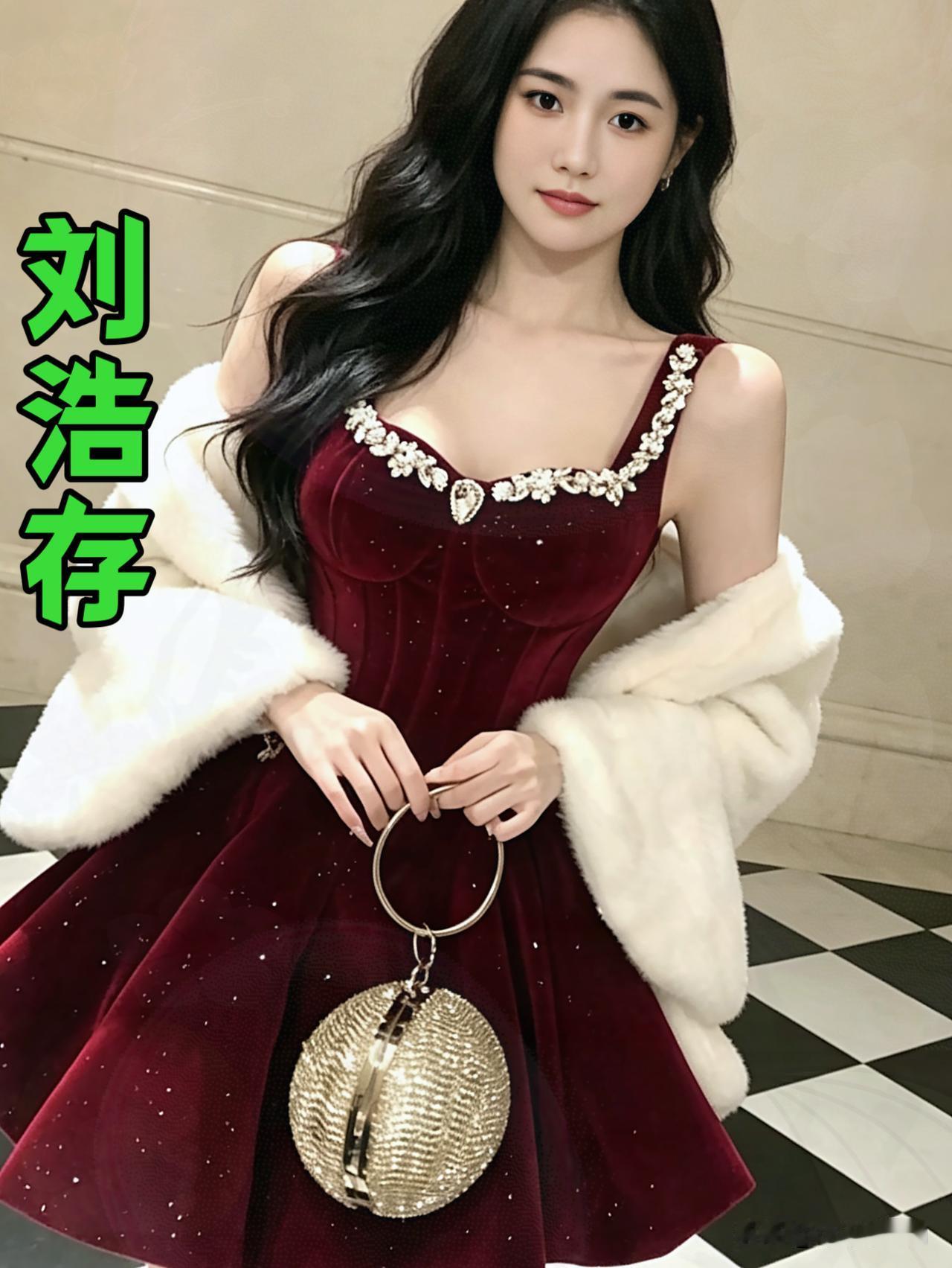 刘浩存红色礼服裙搭配珍珠项链显得格外高贵典雅  女明星 气质女明星 刘浩存 刘浩