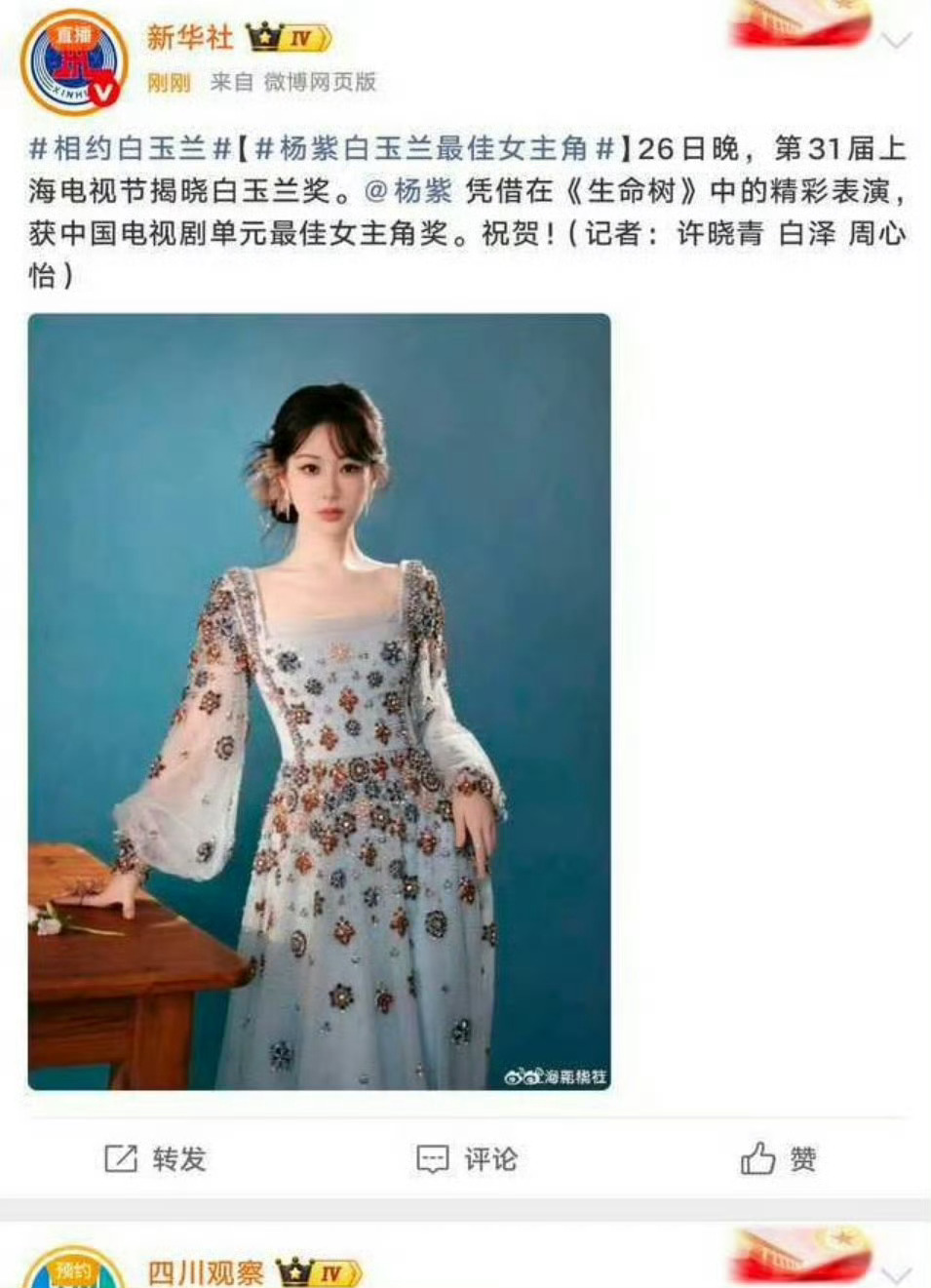 最佳女主角，杨紫
