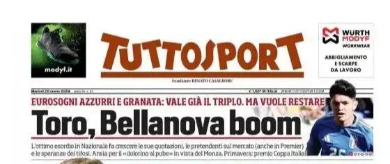 🇮🇹意大利足球🇮🇹
【米兰体育报】贝拉诺瓦已经是一名顶级球员，他是欧洲送