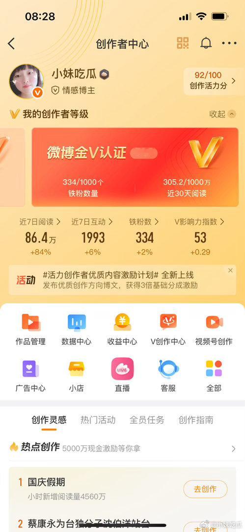 就我这个数据，冲金V 很难啊！可怎么办才好？ 黄渤曾高情商回怼蔡永康 ​​​