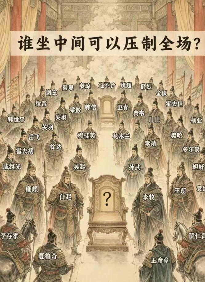 谁坐中间可以压制全场？华夏历史上下五千年，涌现了一大批文臣武将，谁能稳坐c位呢？