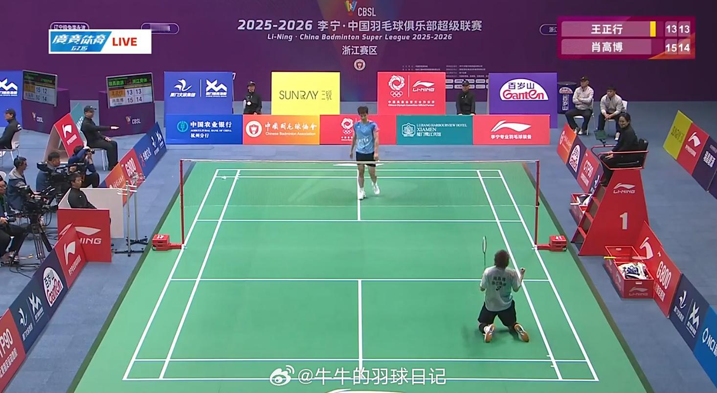 羽超联赛 瑞昌碧源 1-3 浙江竞体 女双 谭宁/陈芳卉 14-16 15-11