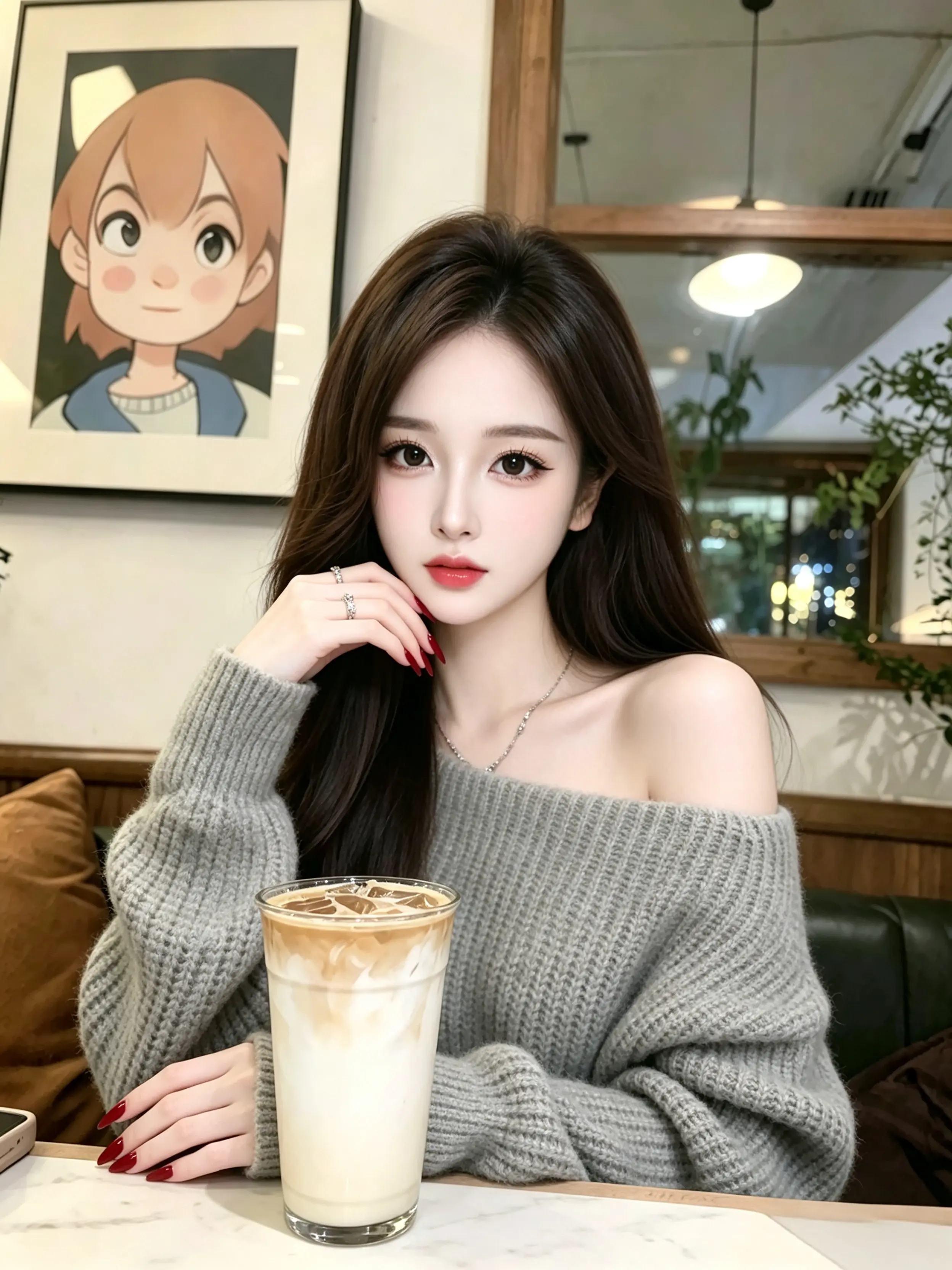 咖啡店穿搭 美甲 今日份软妹风ootd 软妹子拿铁 表面休假实则补番