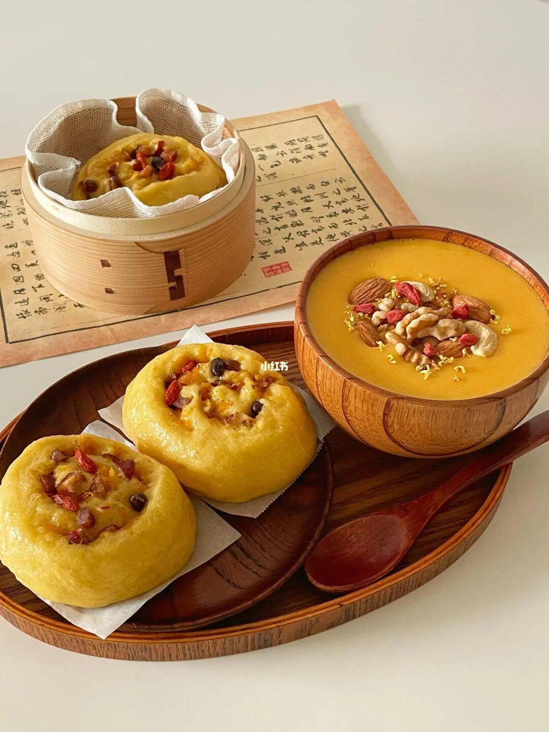 中式早餐🥢补气血馒头🎃南瓜红枣蜜豆卷🫘