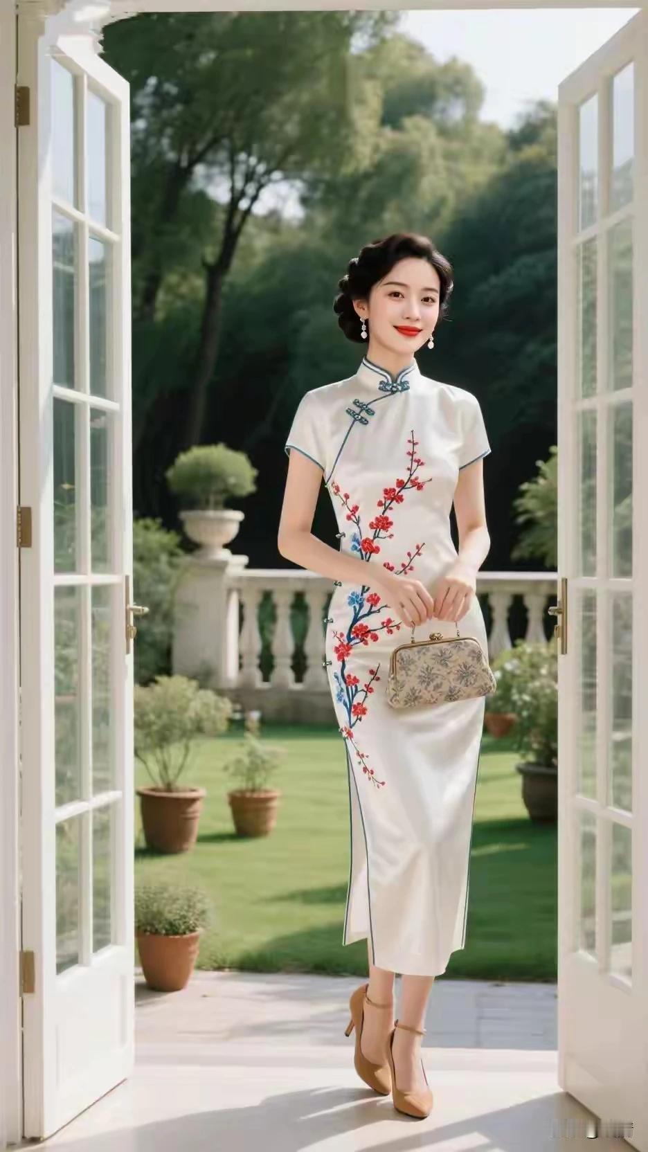 旗袍雅致，国风古韵。
历史悠久，文化传承。
旗袍之美，美在修身。
千种妩媚，万般